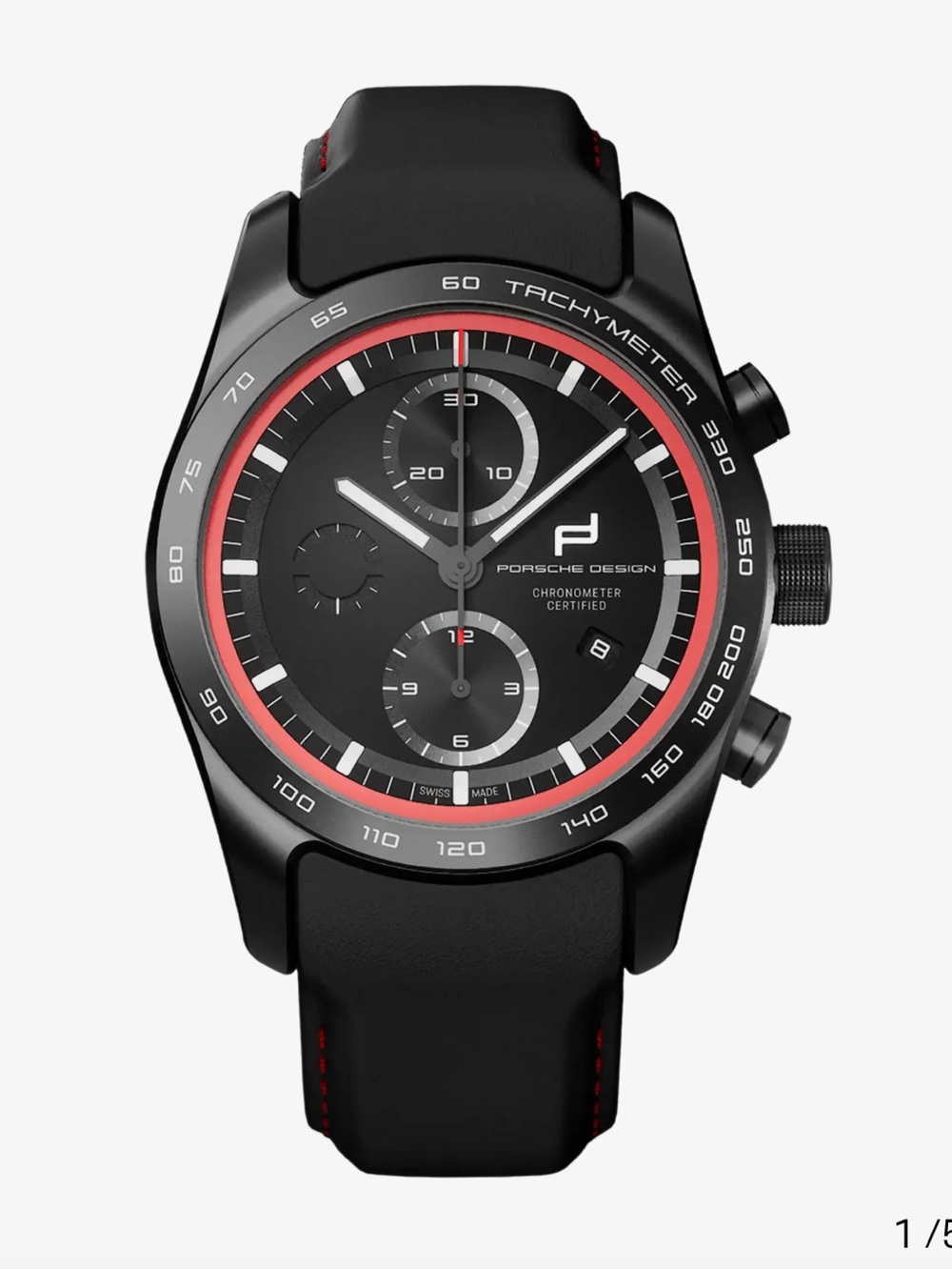 Porsche Design Black and Red Chronograph Watch